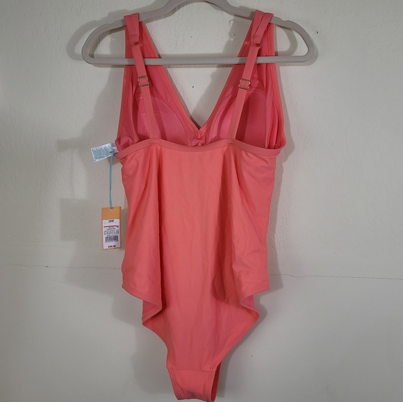 Kona Sol V-Neck Swimsuit PEACH 238216701 Size 20W - Picture 5 of 14